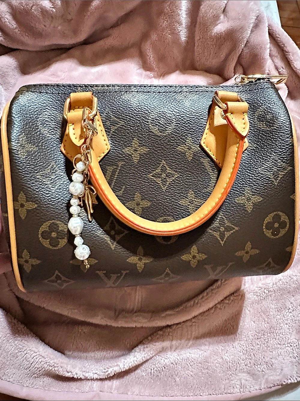 Monogram Satchel in Brown & Gold